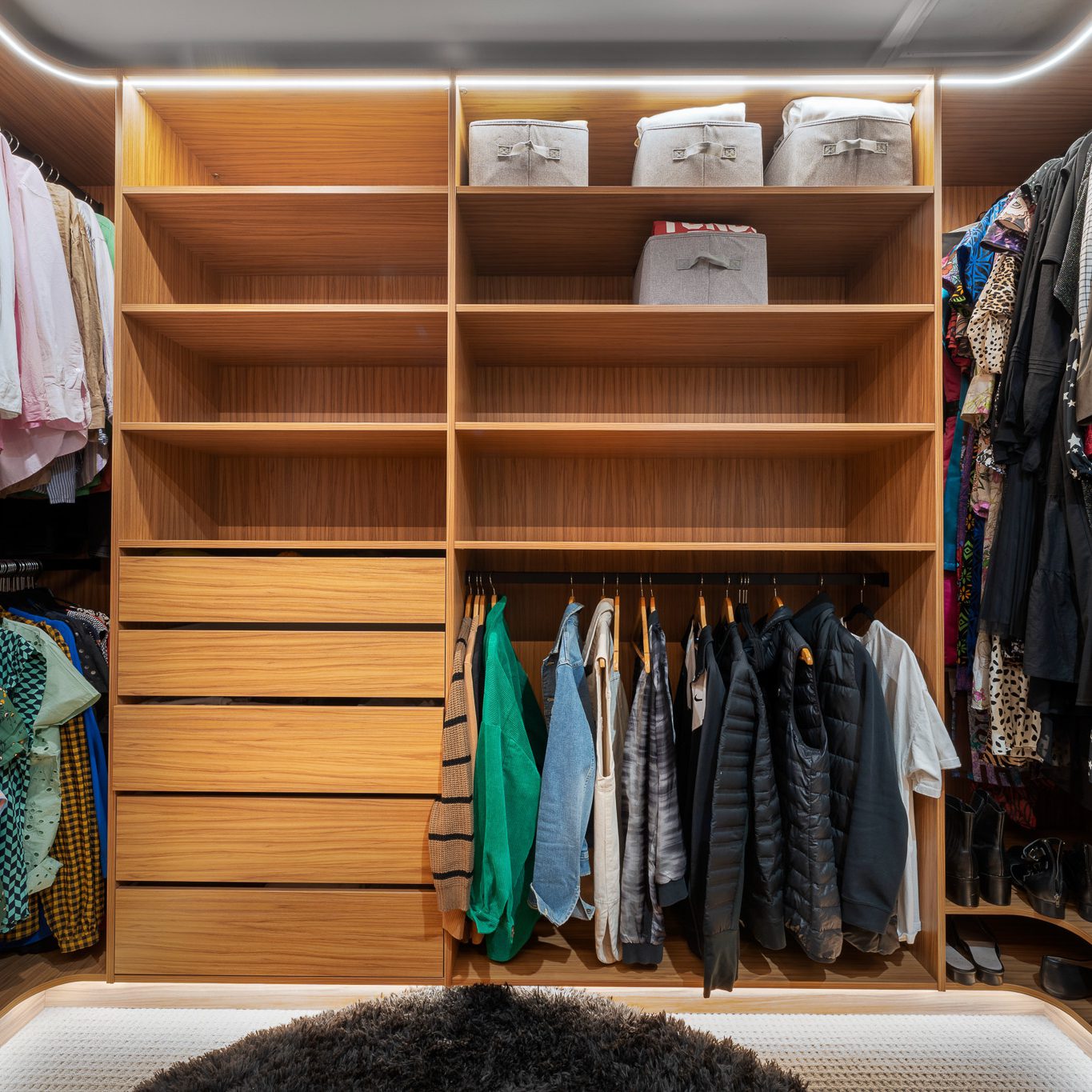 Luxe Walk-in Wardrobe with glass doors, pull out mirror and trouser racks